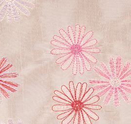 Vyšívaný taft kopretiny pastel růžová