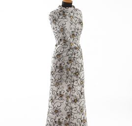 Taft hladký jemný výšivka květů