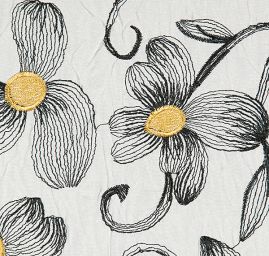 Taft hladký jemný výšivka květů