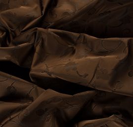 Taft žakár hladký jemný květinový vzor tm.hnědá/černá