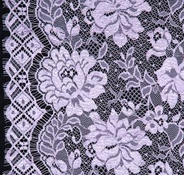 Tylová krajka  květinový motiv v barvě lila
