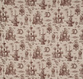 Len tisk barokní vzor hnědý/režný