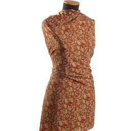 Jemná pružná látka květinový motiv hnědá/skořice