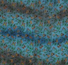 Bavlněná látka vzor batika/motýlci modrá