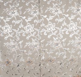 Brokát lamé květinový vzor béžovéhnědý