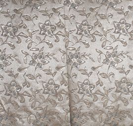 Brokát lamé květinový vzor béžovéhnědý