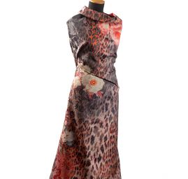 Žakárová látka digitální tisk zvířecí motiv květy