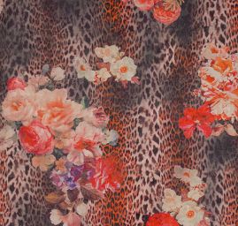 Žakárová látka digitální tisk zvířecí motiv květy