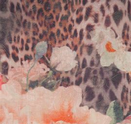 Žakárová látka digitální tisk zvířecí motiv květy