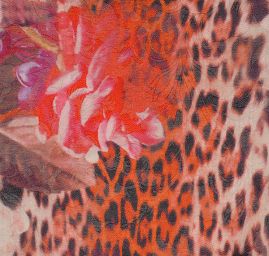 Žakárová látka digitální tisk zvířecí motiv květy