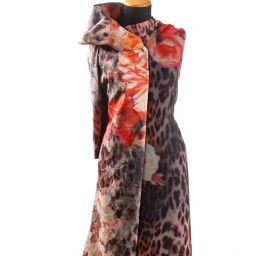 Žakárová látka digitální tisk zvířecí motiv květy