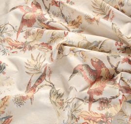 Žakárová látka digitální tisk papoušek