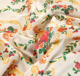 Žakárová látka digitílní tisk motiv květů 