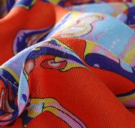 Šátek oranžová/modrá