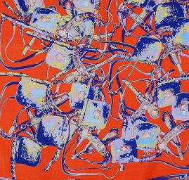 Šátek oranžová/modrá