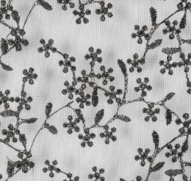 Krajka tylová drobná výšivka černá