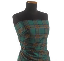 Len pružný košilový vzor tartan zlený