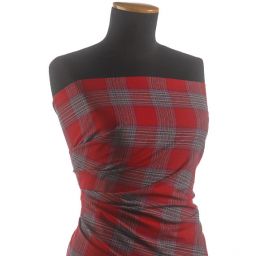 Len pružný košilový vzor tartan červený