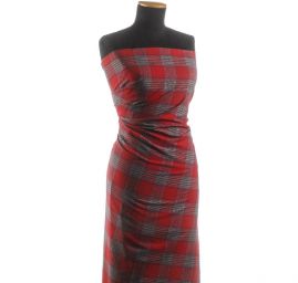 Len pružný košilový vzor tartan červený