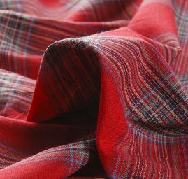 Len pružný košilový vzor tartan červený