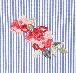 Bavlněná košilovka modrý proužek výšivka květy