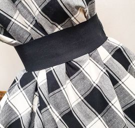 Len pružný viskoza směs vzor kostek černobílý