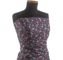 Riflovina jemná košilovka tisk květy červenomodrá