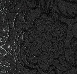 Brokát žakár  pružný květinový ornament černý