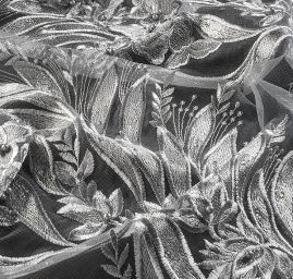 Krajka květinový motiv šedá