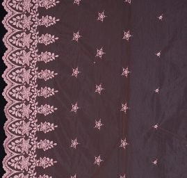 Efektní bordurová krajka vyšívaný tyl lososová barva