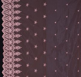 Efektní bordurová krajka vyšívaný tyl lososová barva