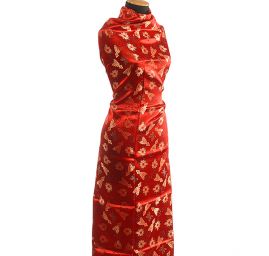 Látka brokát orientální motiv červená