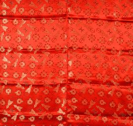 Látka brokát orientální motiv červená