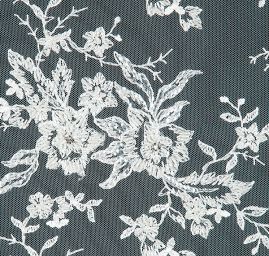 Krajka výšivka na tylu korálky, flitry, štras slonová kost