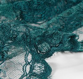 Krajka výšivka na vzorovém tylu tm.zelená