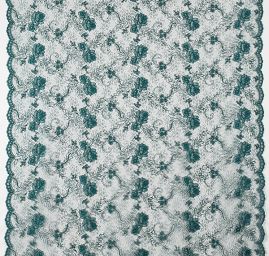 Krajka výšivka na vzorovém tylu tm.zelená