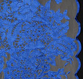 Pružná krajka květinový motiv modrá/tělová