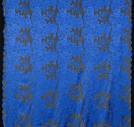 Pružná krajka květinový motiv modrá/tělová