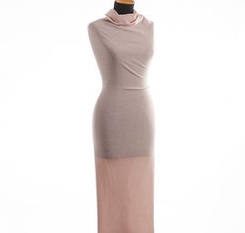 Teplejší silnější úplet buklé pastel starorůžová