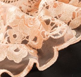 Pružná krajka květinový motiv lososová/tělová