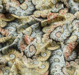 Viskozová šatová látka tisk abstraktní vzor spirál