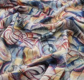 Viskozová šatová látka abstraktní motiv obraz