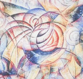 Viskozová šatová látka abstraktní motiv obraz