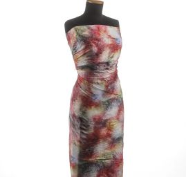 Viskozová šatová látka tisk vzor peří 