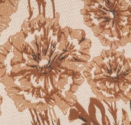 Imitace hedvábí krajkovýkvětinový vzor hnědý