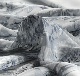 Imitace hedvábí krajkový květinový vzor šedý