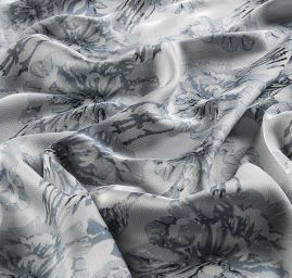 Imitace hedvábí krajkový květinový vzor šedý