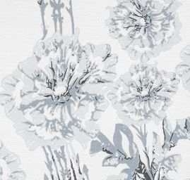 Imitace hedvábí krajkový květinový vzor šedý