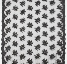 Krajka na hladkém tylu květy černé