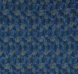 Efektní krajka motiv růží tyrkys/zlatá 